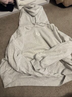 GAP Heather Gray Logo Pullover Hoodie